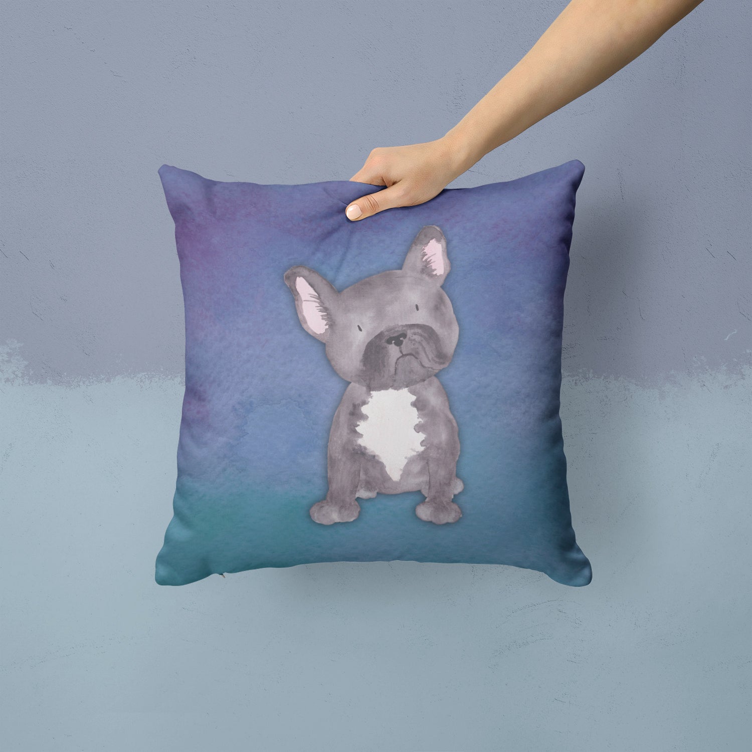 French Bulldog Watercolor Fabric Decorative Pillow BB7395PW1414 - the-store.com