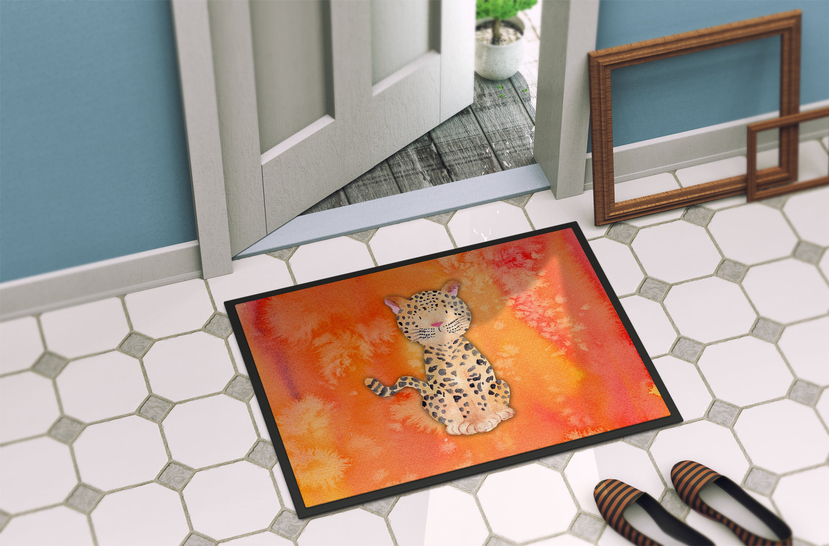 Leopard Watercolor Indoor or Outdoor Mat 18x27 BB7396MAT - the-store.com