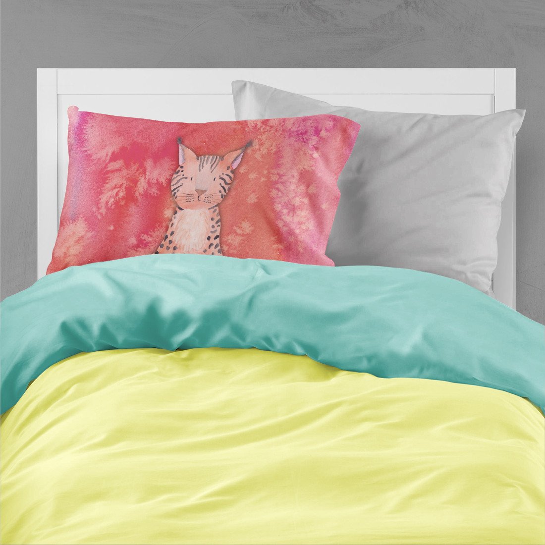 Lynx Watercolor Fabric Standard Pillowcase BB7397PILLOWCASE by Caroline's Treasures