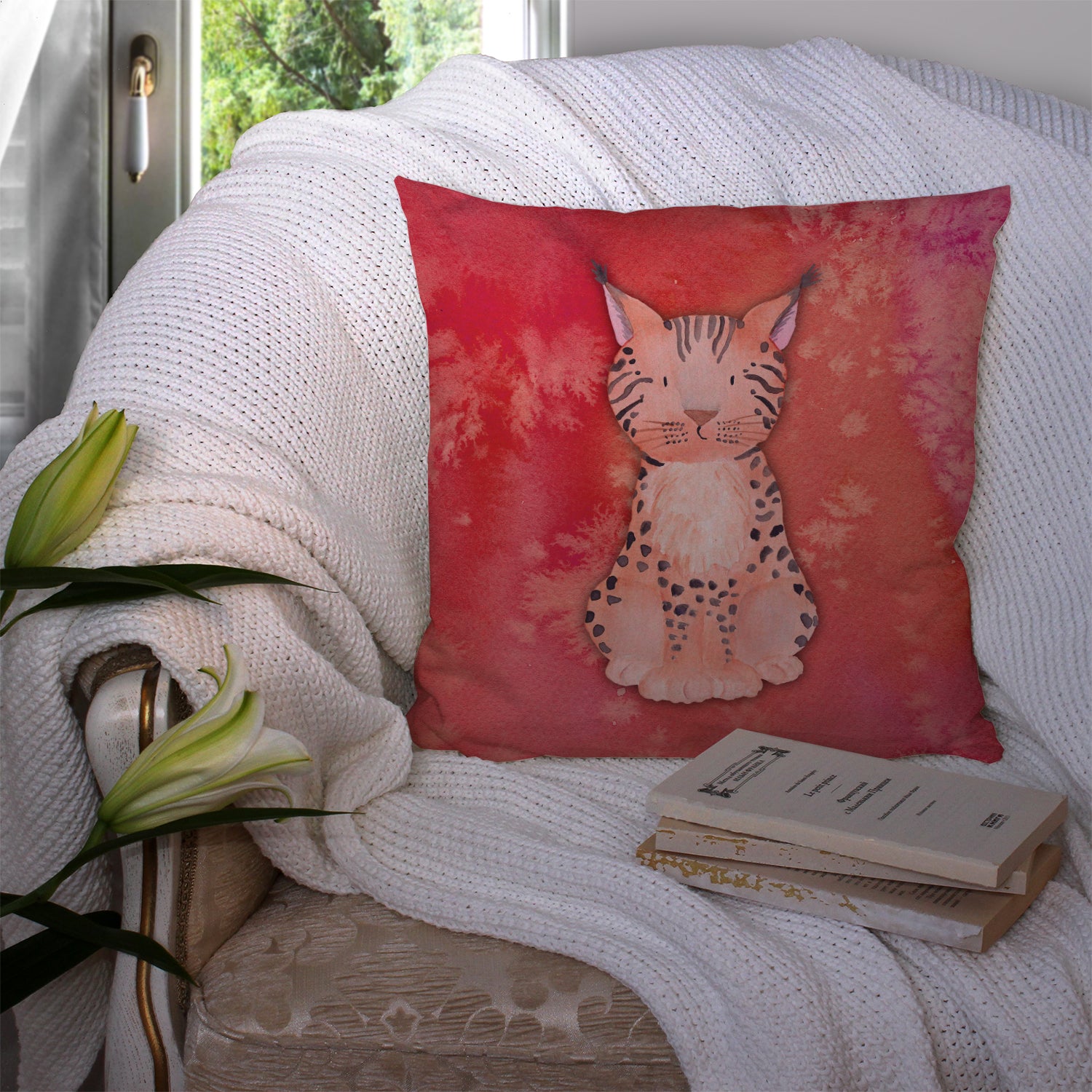 Lynx Watercolor Fabric Decorative Pillow BB7397PW1414 - the-store.com