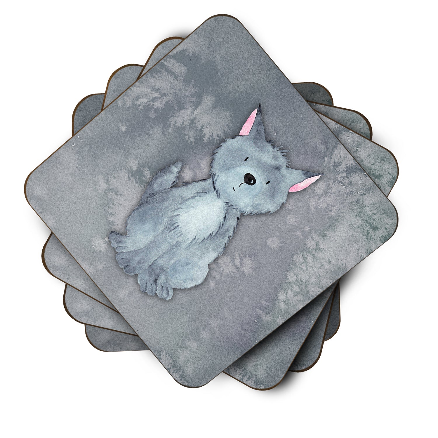 Wolf Watercolor Foam Coaster Set of 4 BB7398FC - the-store.com