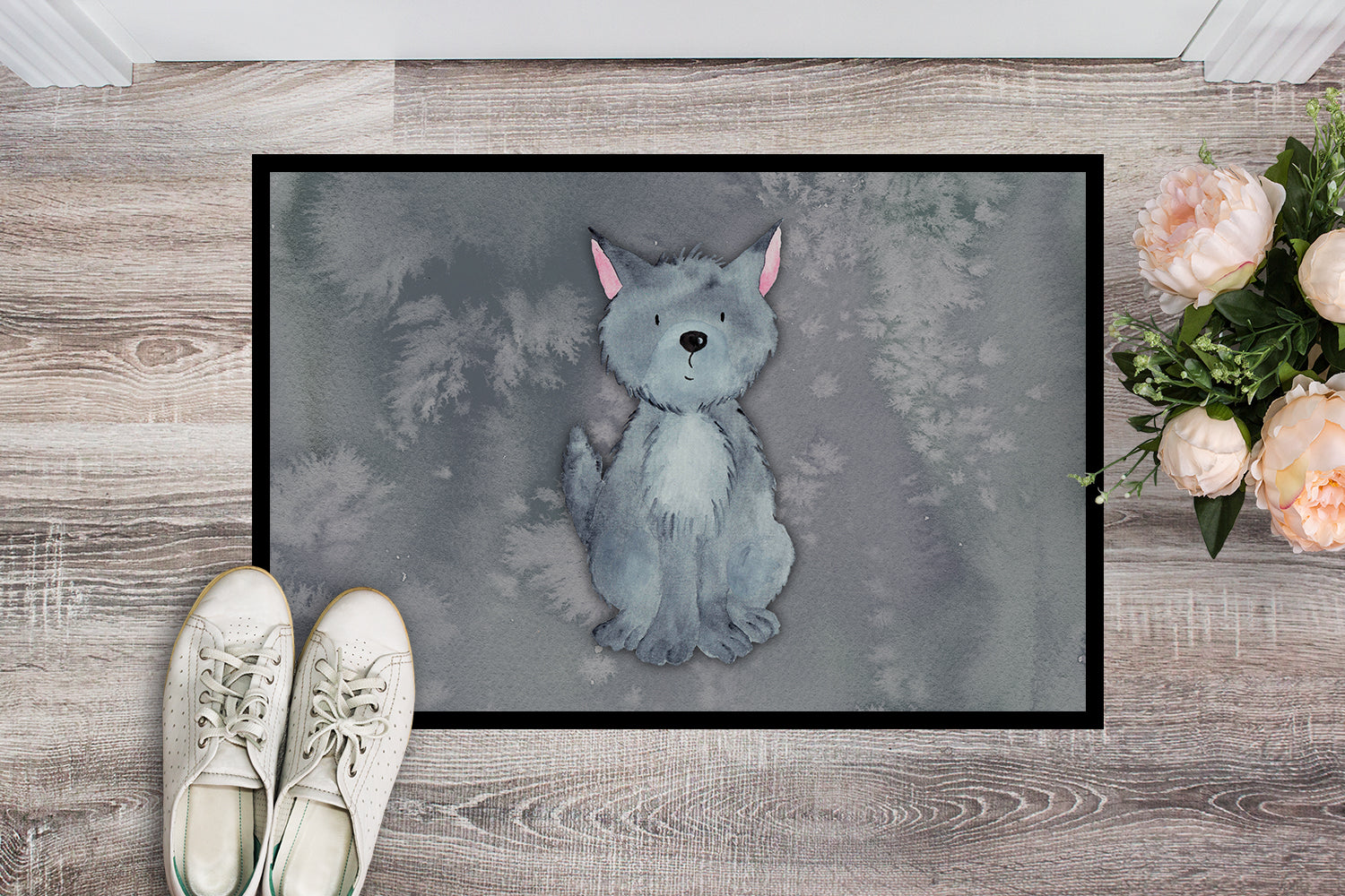 Wolf Watercolor Indoor or Outdoor Mat 18x27 BB7398MAT - the-store.com