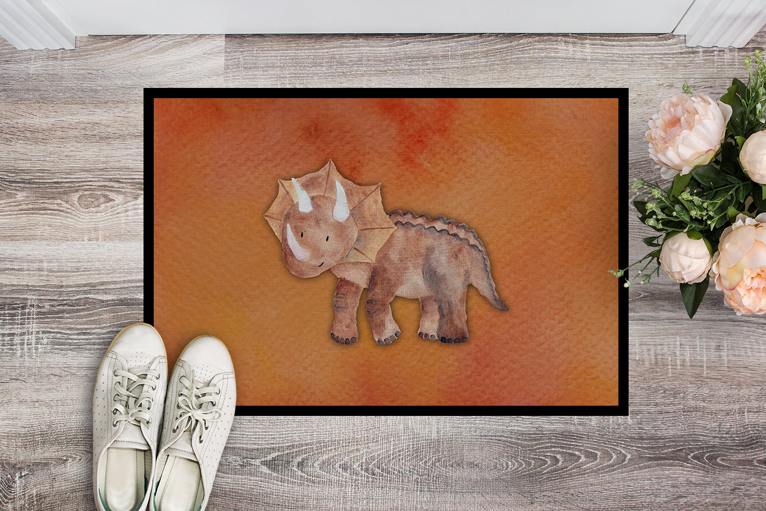 Triceratops Watercolor Indoor or Outdoor Mat 18x27 BB7403MAT - the-store.com