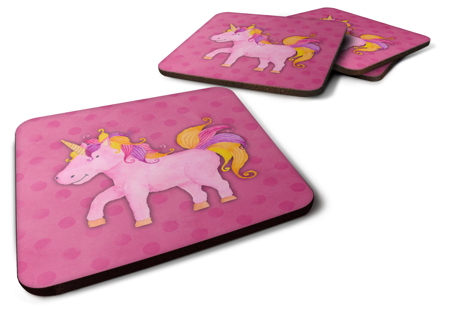 Unicorn Watercolor Foam Coaster Set of 4 BB7408FC - the-store.com