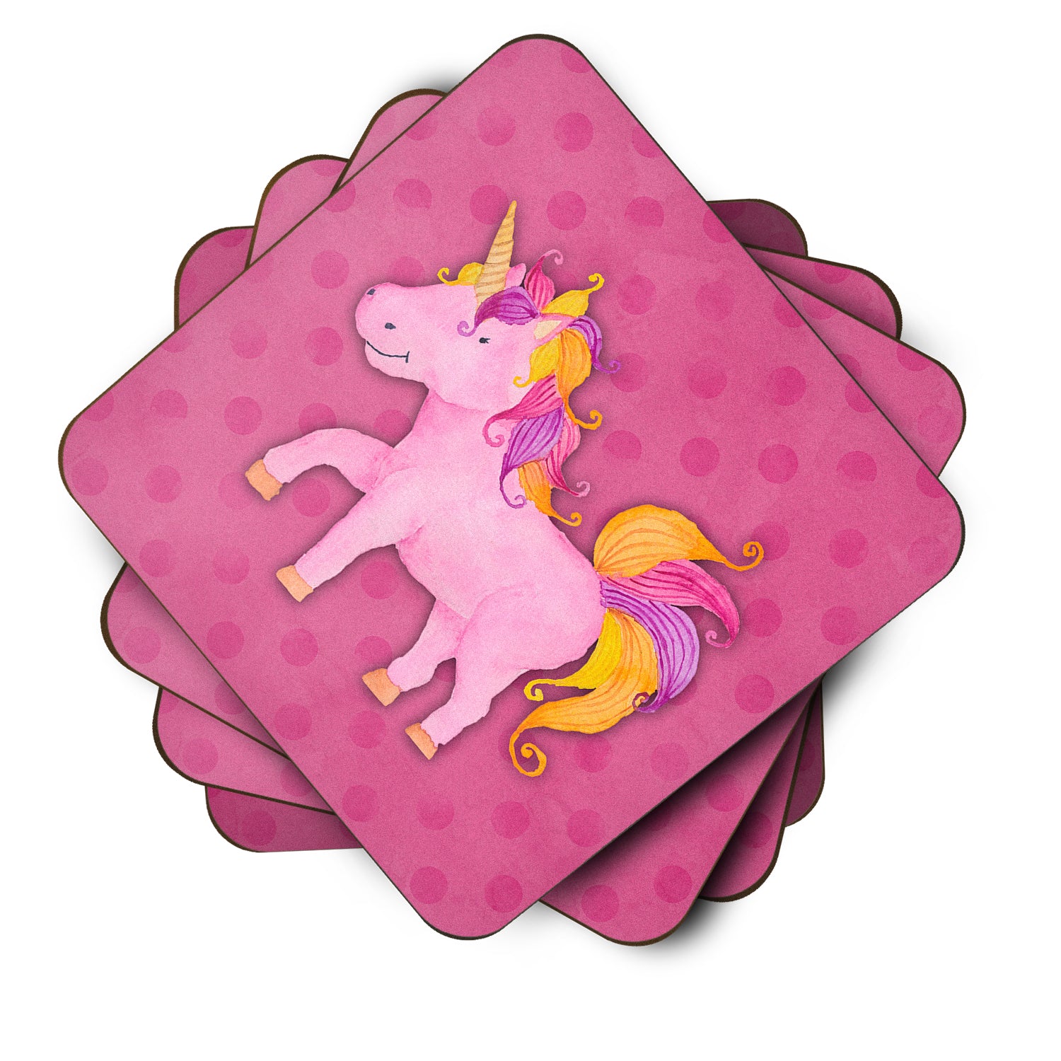 Unicorn Watercolor Foam Coaster Set of 4 BB7408FC - the-store.com