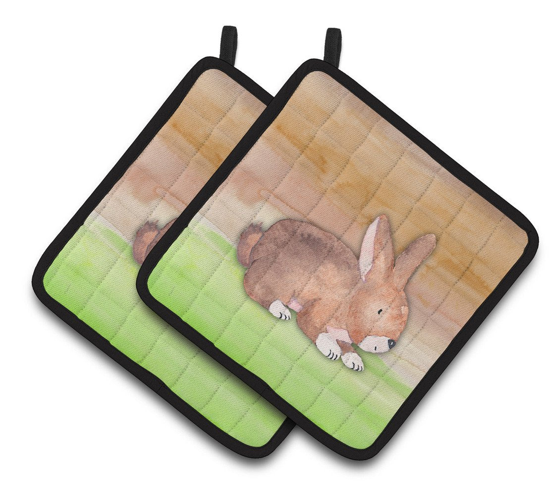 Rabbit Watercolor Pair of Pot Holders BB7410PTHD by Caroline&#39;s Treasures