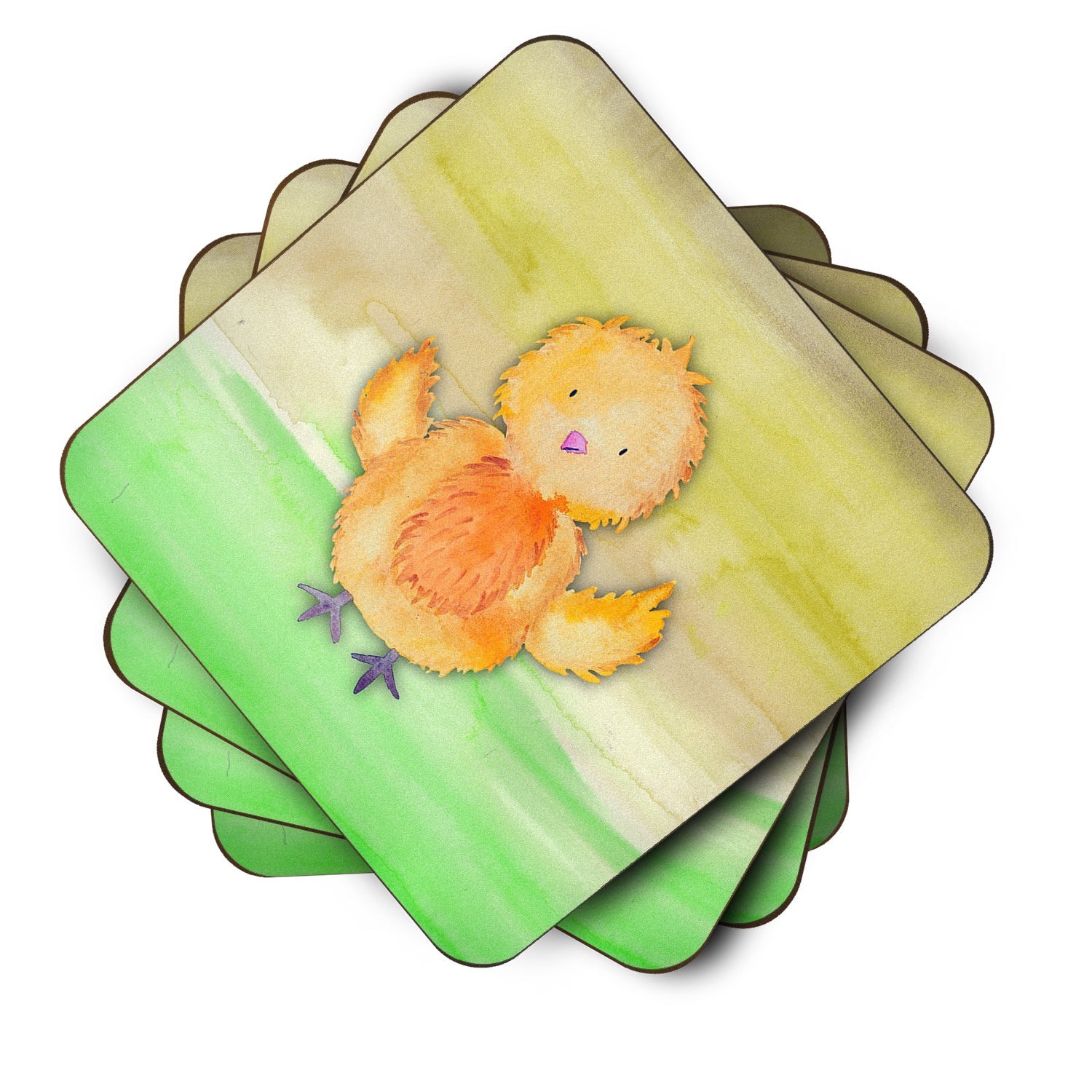 Chicken Watercolor Foam Coaster Set of 4 BB7411FC - the-store.com