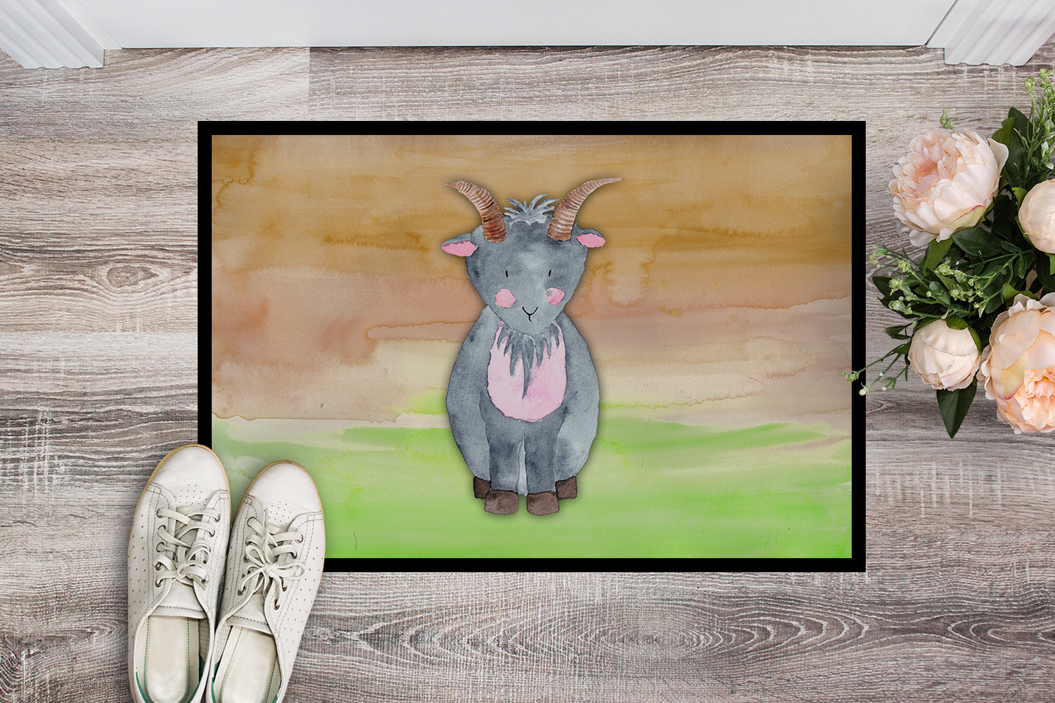 Goat Watercolor Indoor or Outdoor Mat 18x27 BB7413MAT - the-store.com