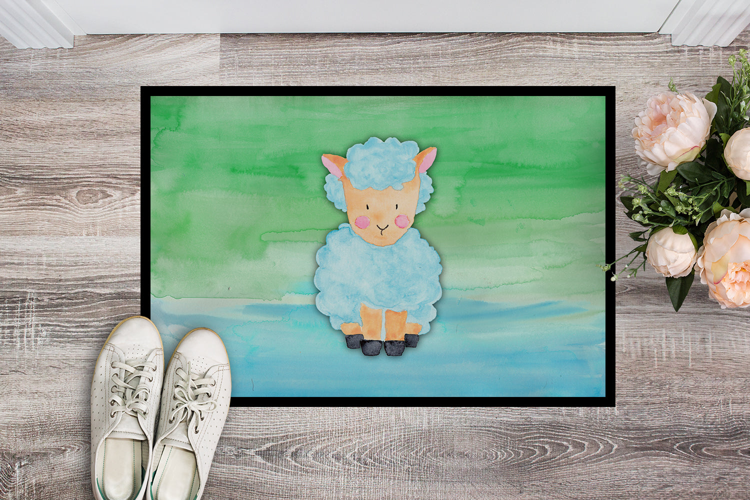 Sheep Lamb Watercolor Indoor or Outdoor Mat 18x27 BB7414MAT - the-store.com