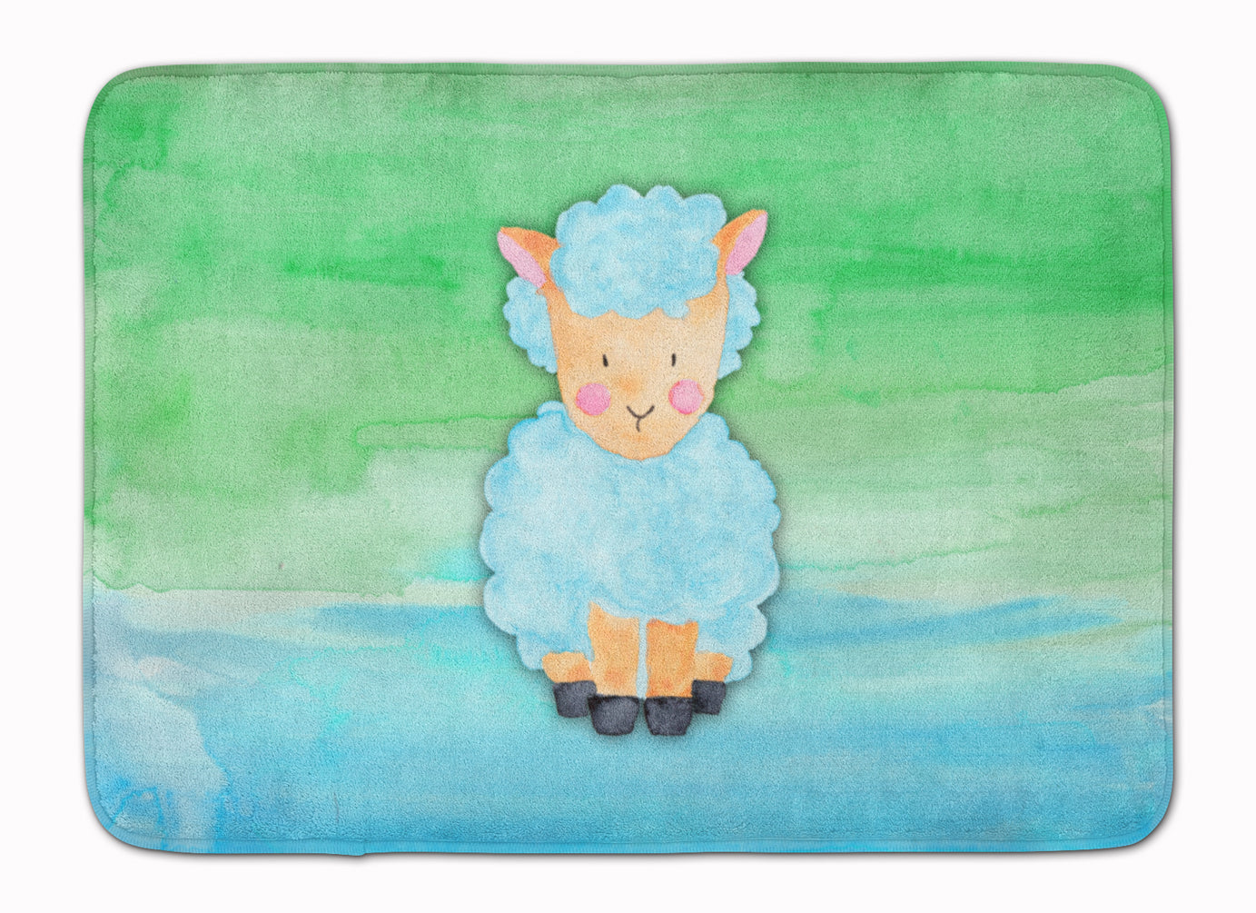 Sheep Lamb Watercolor Machine Washable Memory Foam Mat BB7414RUG - the-store.com