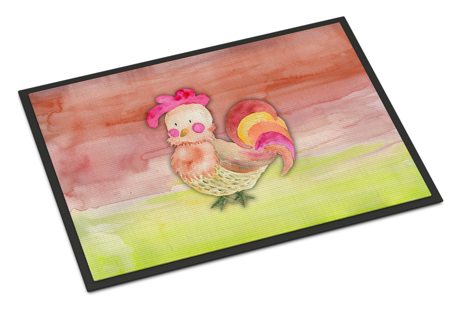 Rooster Watercolor Indoor or Outdoor Mat 18x27 BB7417MAT - the-store.com