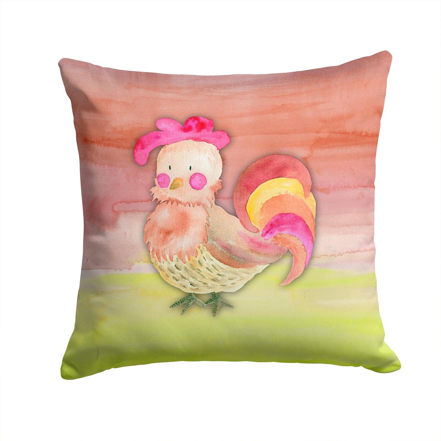 Rooster Watercolor Fabric Decorative Pillow BB7417PW1414 - the-store.com