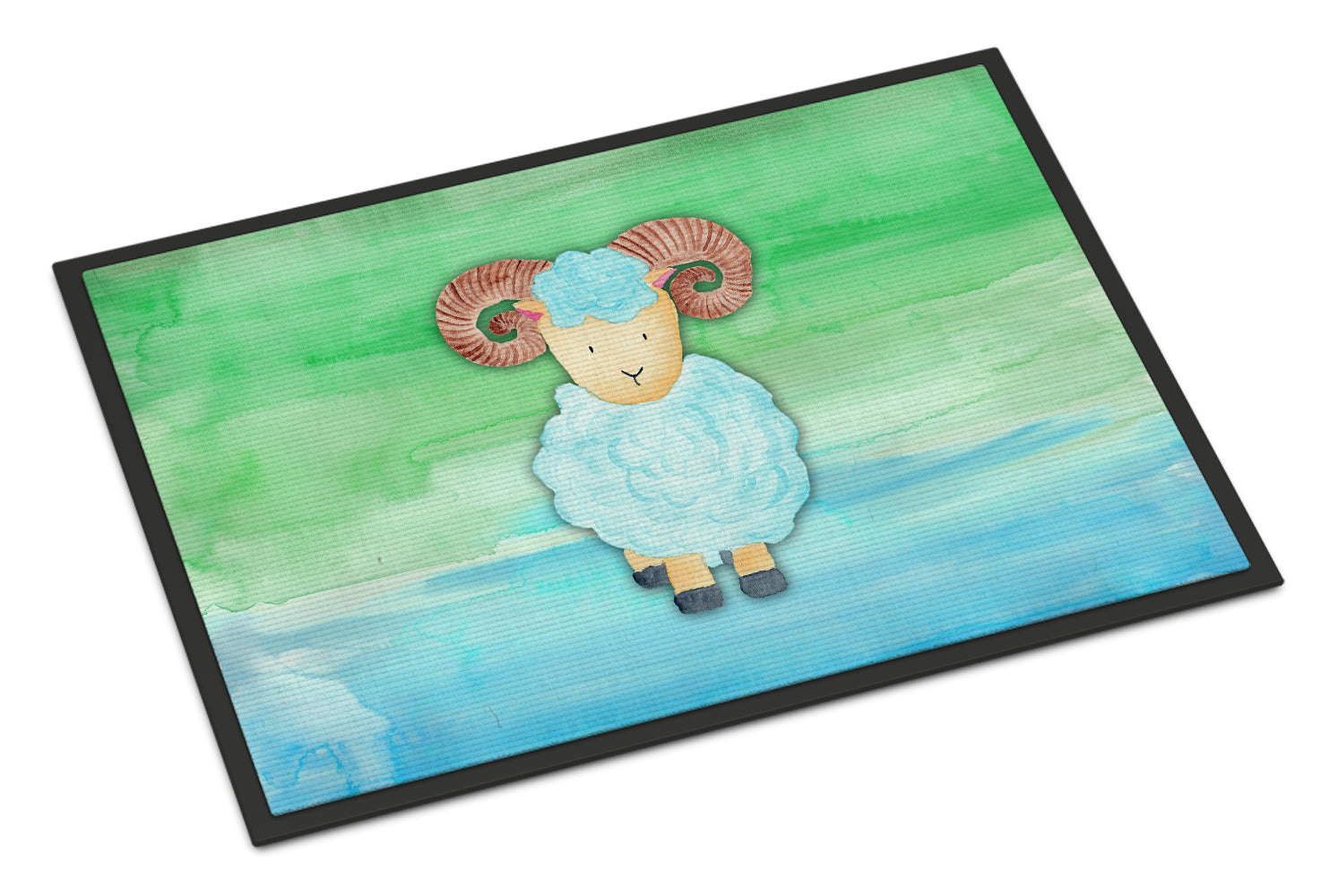 Ram Sheep Watercolor Indoor or Outdoor Mat 18x27 BB7418MAT - the-store.com