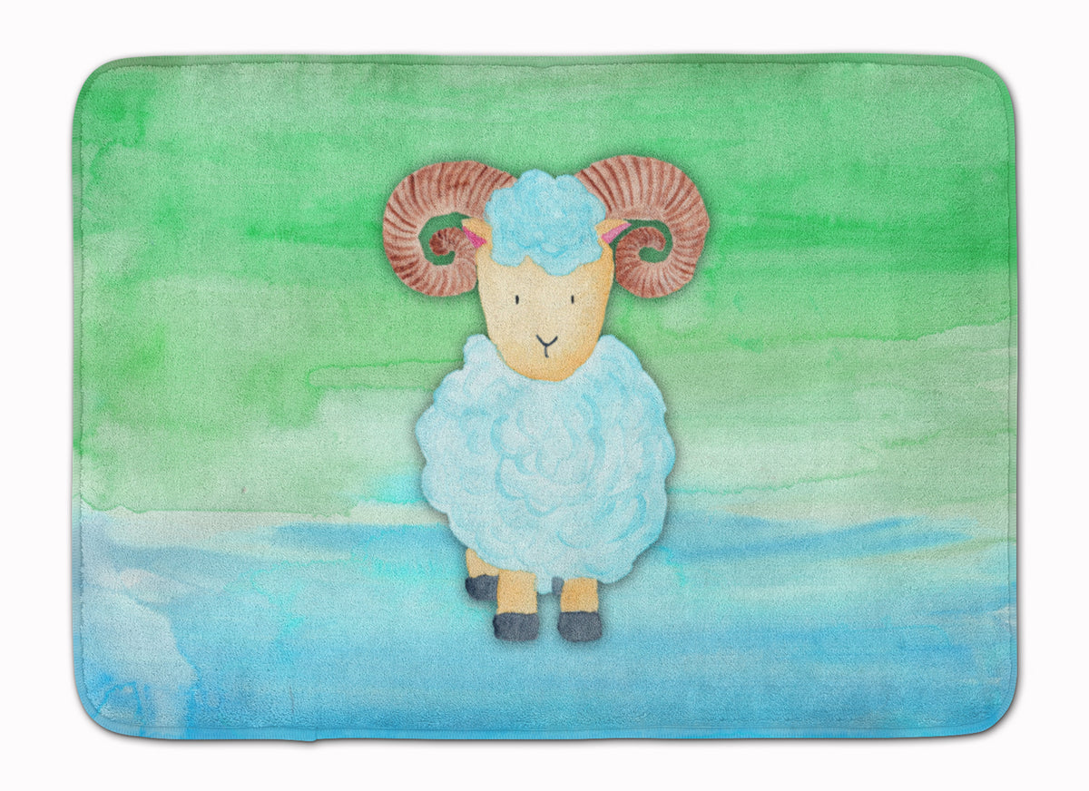 Ram Sheep Watercolor Machine Washable Memory Foam Mat BB7418RUG - the-store.com