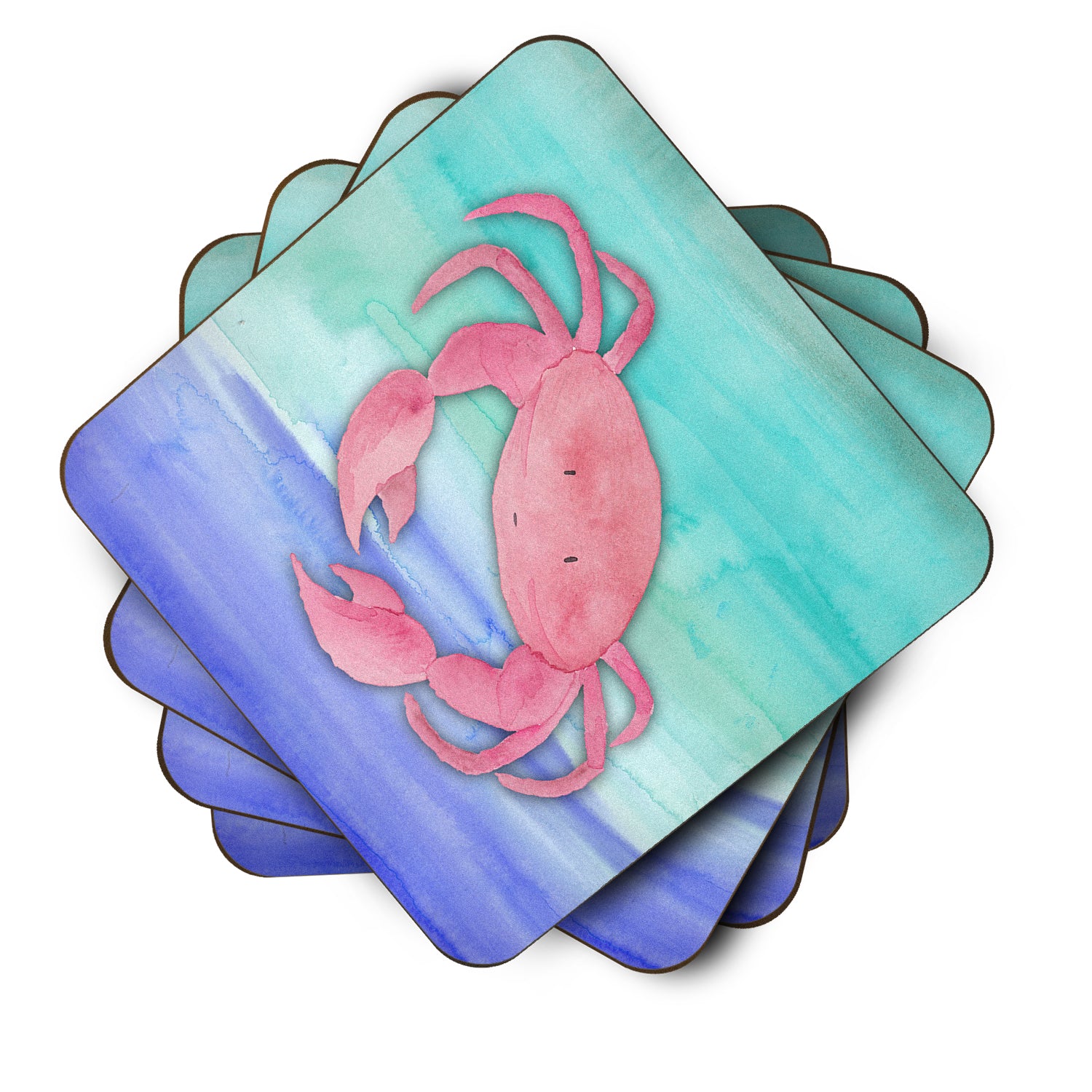 Crab Watercolor Foam Coaster Set of 4 BB7420FC - the-store.com