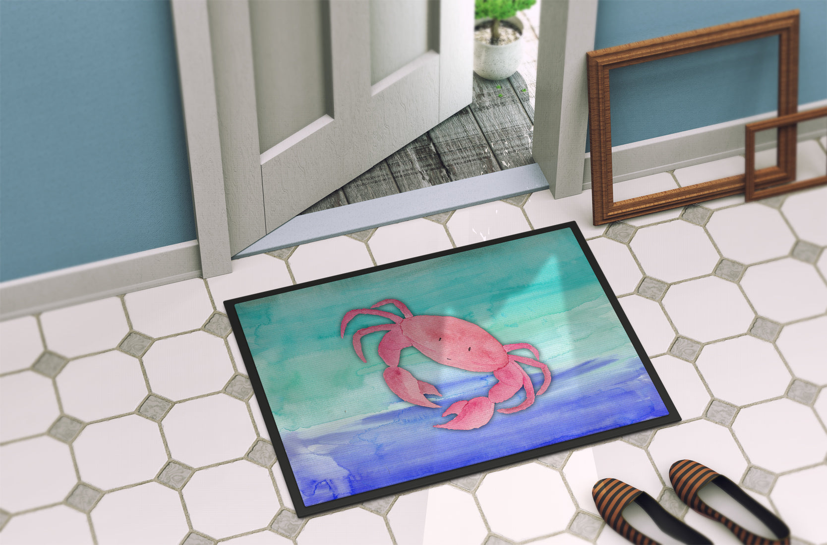 Crab Watercolor Indoor or Outdoor Mat 18x27 BB7420MAT - the-store.com