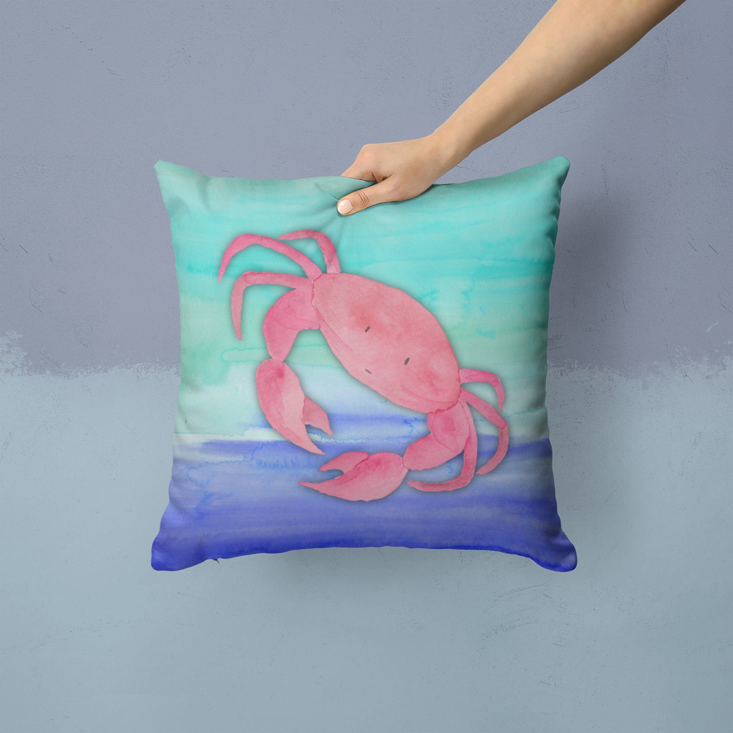 Crab Watercolor Fabric Decorative Pillow BB7420PW1414 - the-store.com