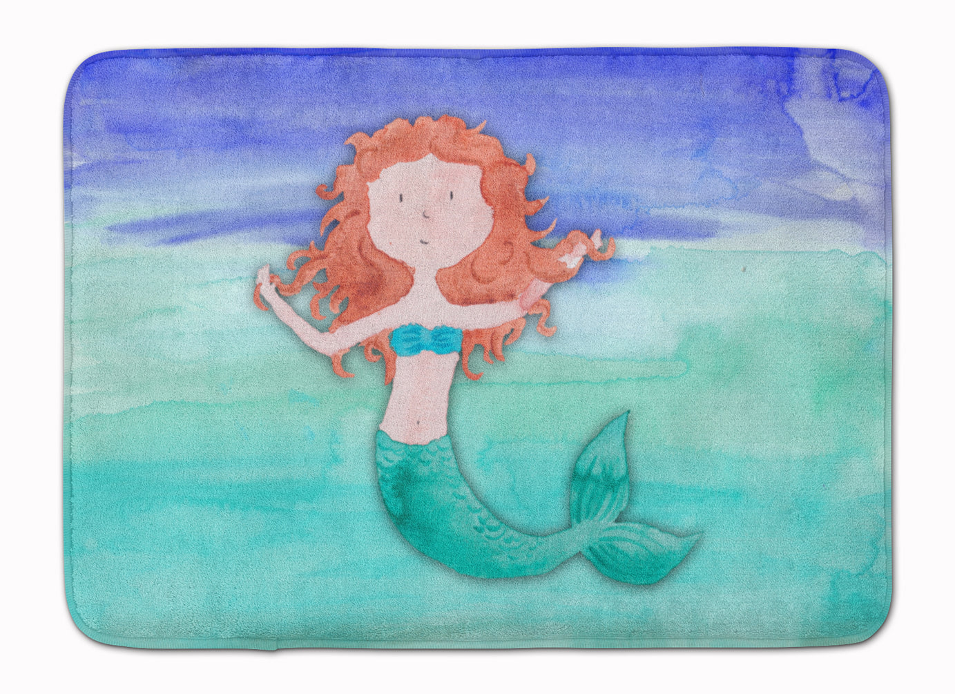 Ginger Mermaid Watercolor Machine Washable Memory Foam Mat BB7421RUG - the-store.com