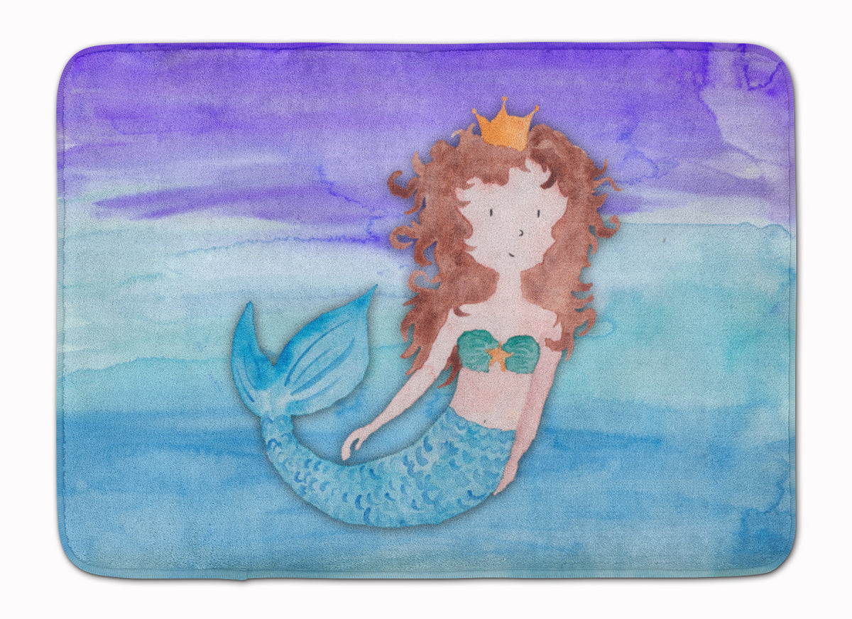 Brunette Mermaid Watercolor Machine Washable Memory Foam Mat BB7422RUG - the-store.com