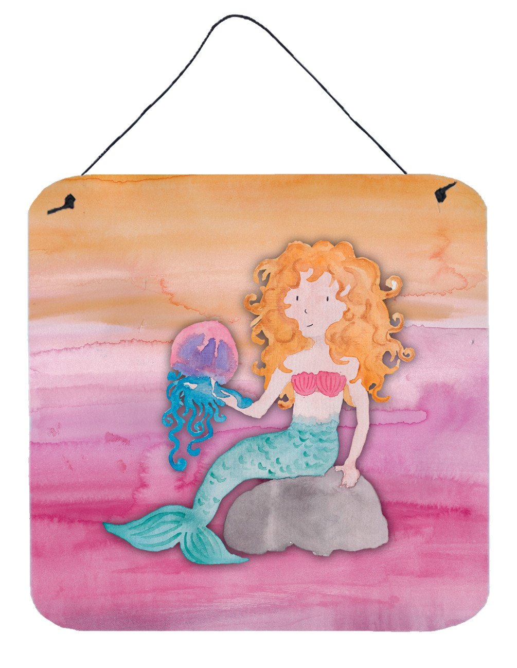 Blonde Mermaid Watercolor Wall or Door Hanging Prints BB7423DS66 by Caroline's Treasures