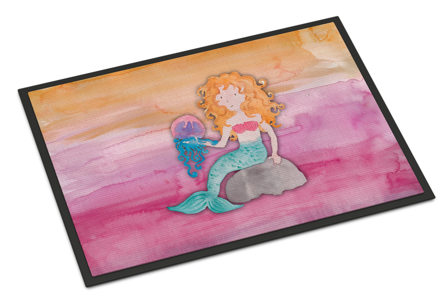 Blonde Mermaid Watercolor Indoor or Outdoor Mat 18x27 BB7423MAT - the-store.com