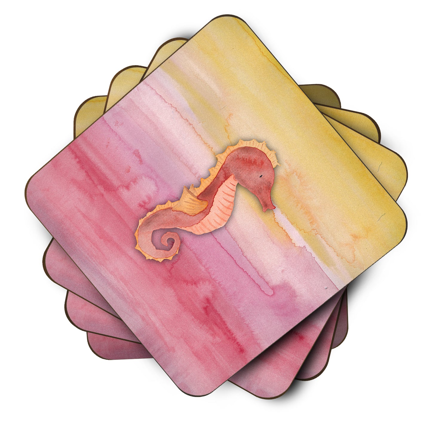 Seahorse Watercolor Foam Coaster Set of 4 BB7425FC - the-store.com