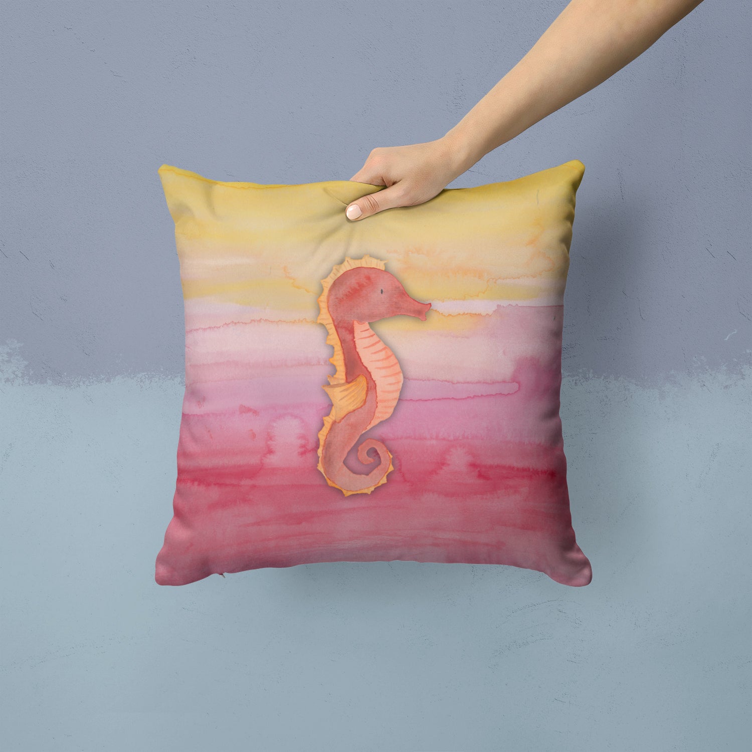 Seahorse Watercolor Fabric Decorative Pillow BB7425PW1414 - the-store.com