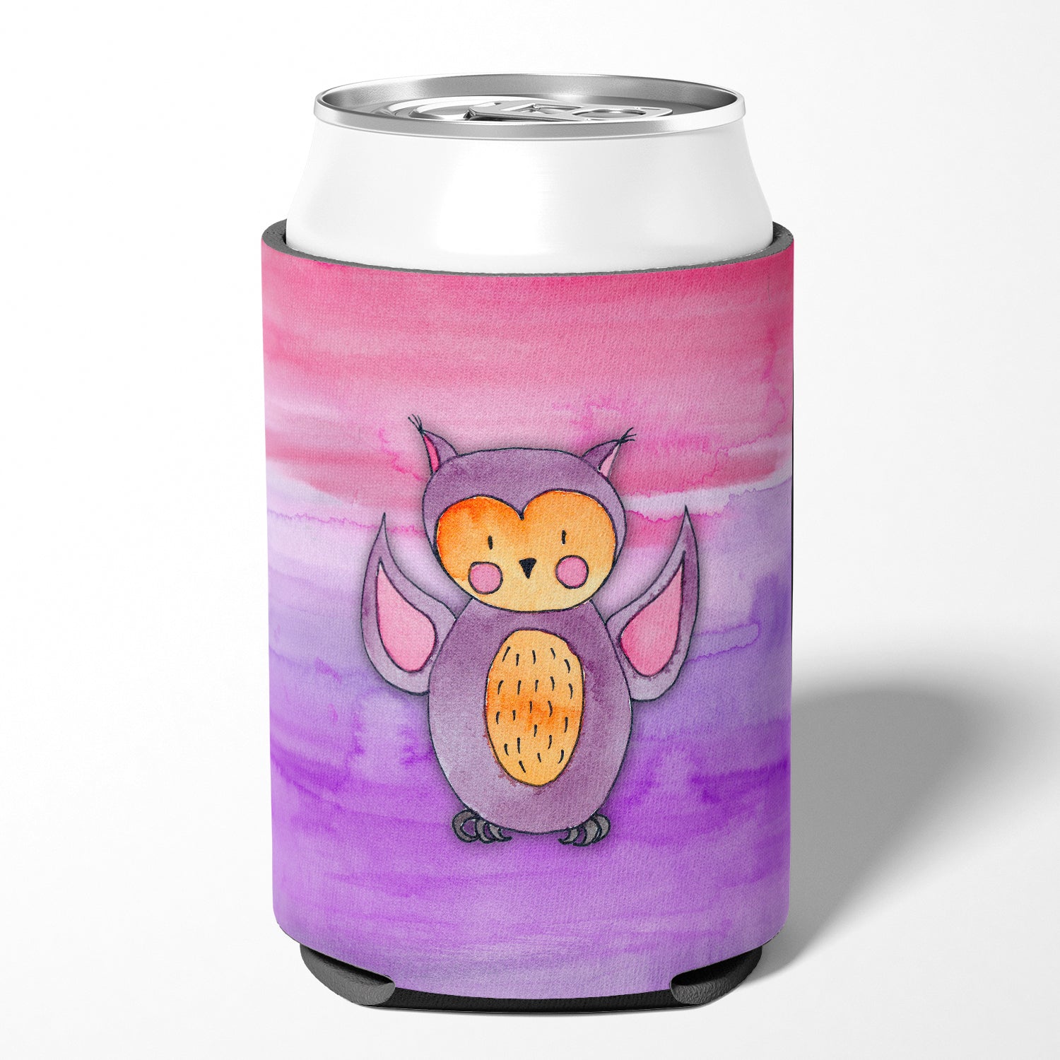 Pink and Purple Owl Watercolor Can or Bottle Hugger BB7428CC  the-store.com.