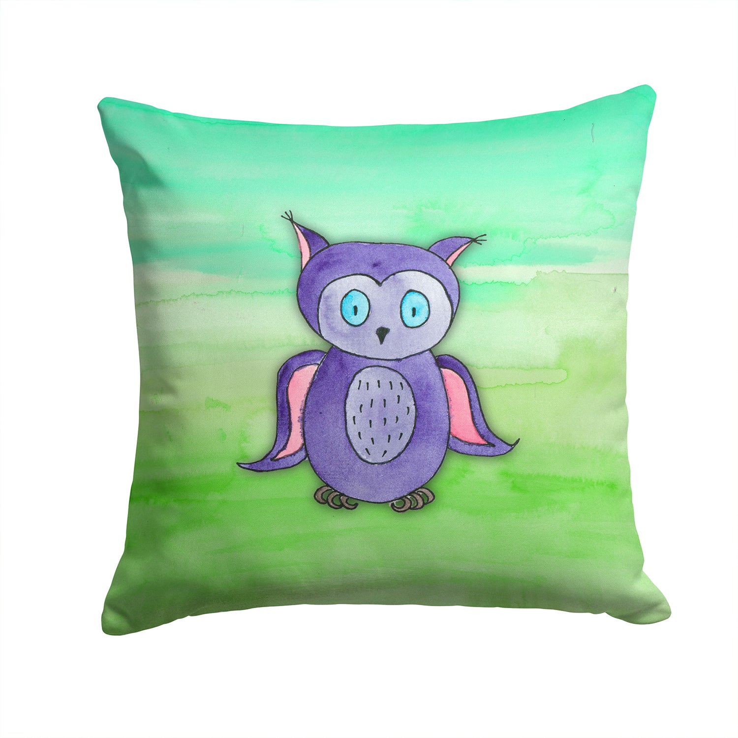 Purple Owl Watercolor Fabric Decorative Pillow BB7429PW1414 - the-store.com