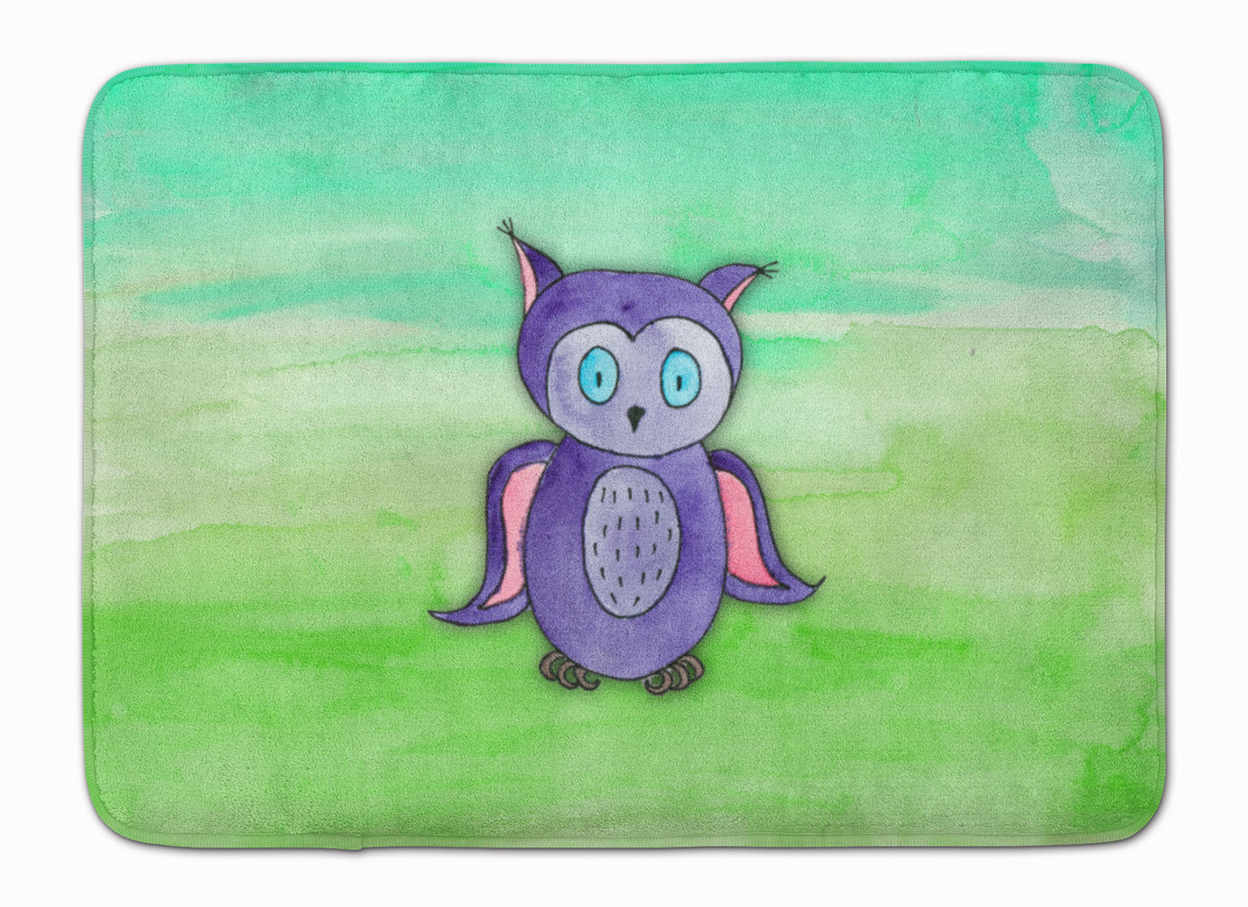 Purple Owl Watercolor Machine Washable Memory Foam Mat BB7429RUG - the-store.com