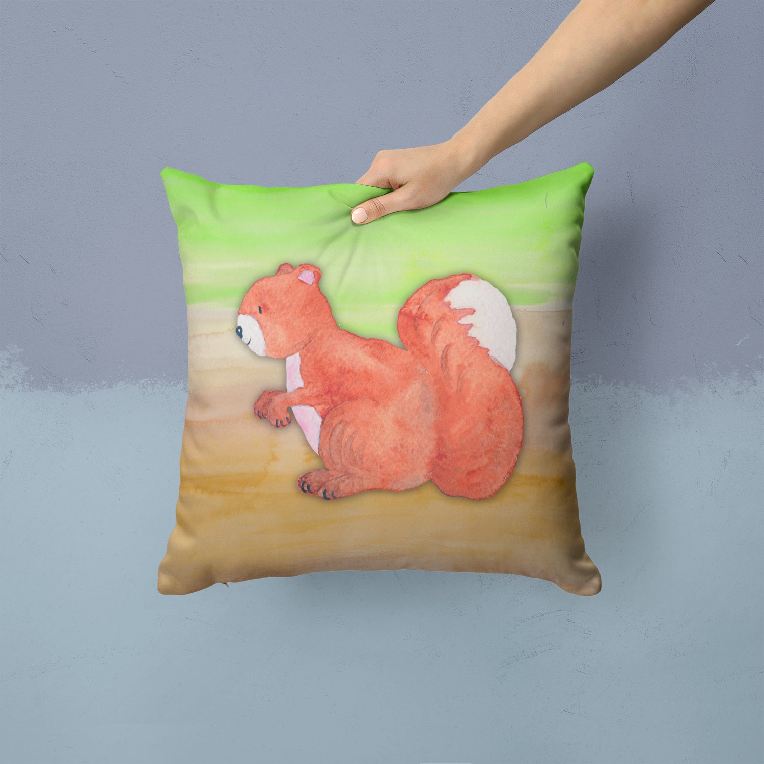 Squirrel Watercolor Fabric Decorative Pillow BB7431PW1414 - the-store.com