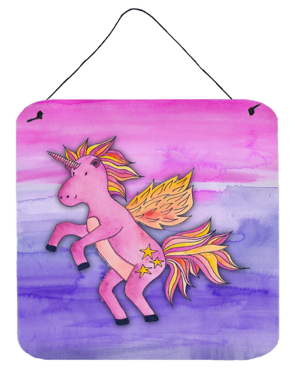 Pink Unicorn Watercolor Wall or Door Hanging Prints BB7432DS66 by Caroline's Treasures