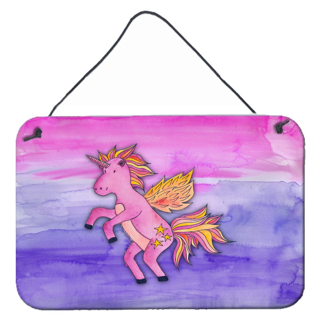 Pink Unicorn Watercolor Wall or Door Hanging Prints BB7432DS812 by Caroline's Treasures