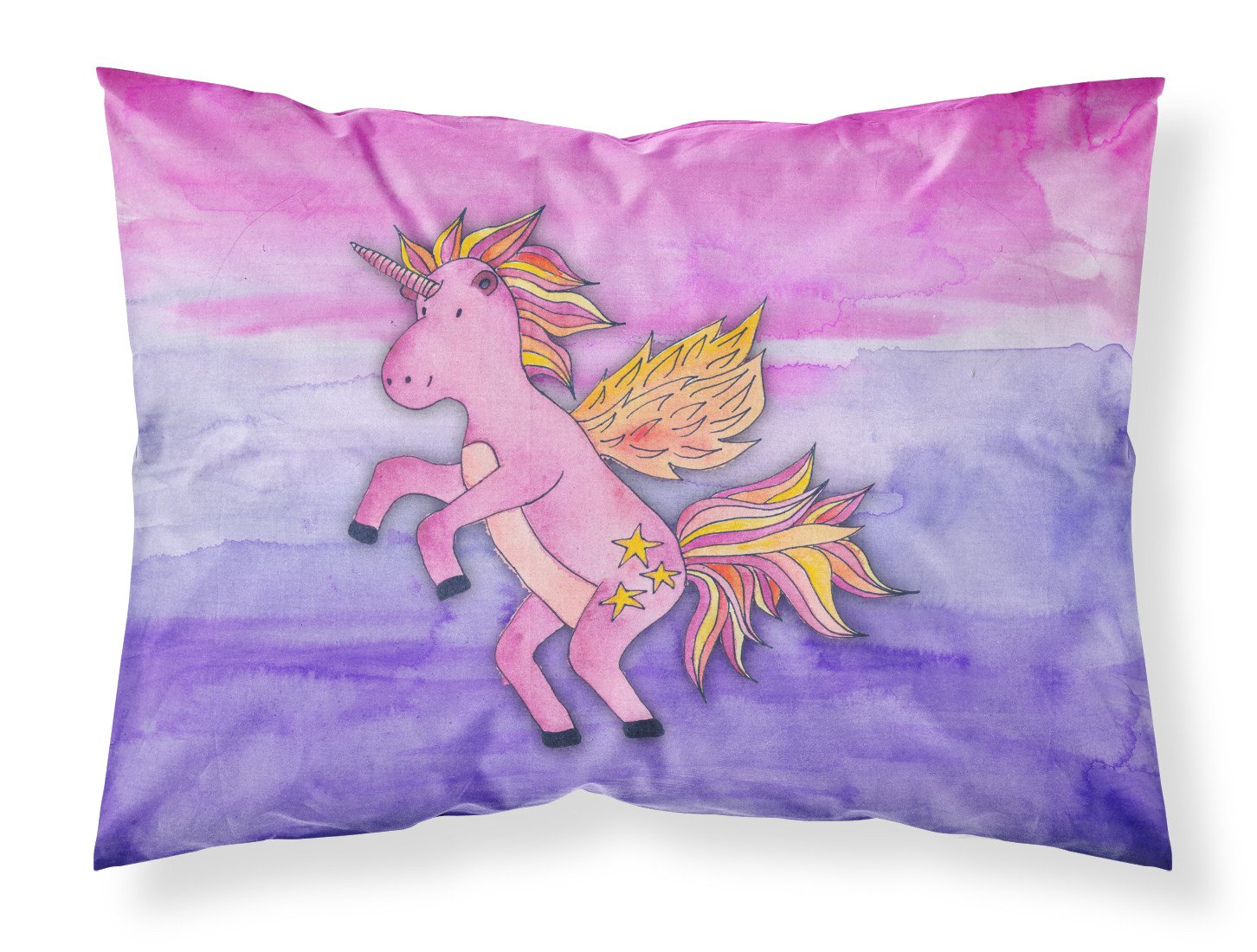 Pink Unicorn Watercolor Fabric Standard Pillowcase BB7432PILLOWCASE by Caroline's Treasures