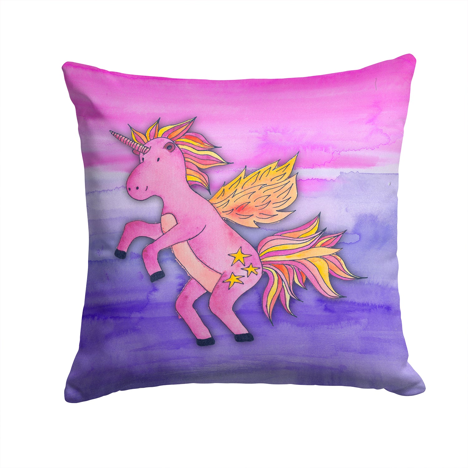 Pink Unicorn Watercolor Fabric Decorative Pillow BB7432PW1414 - the-store.com