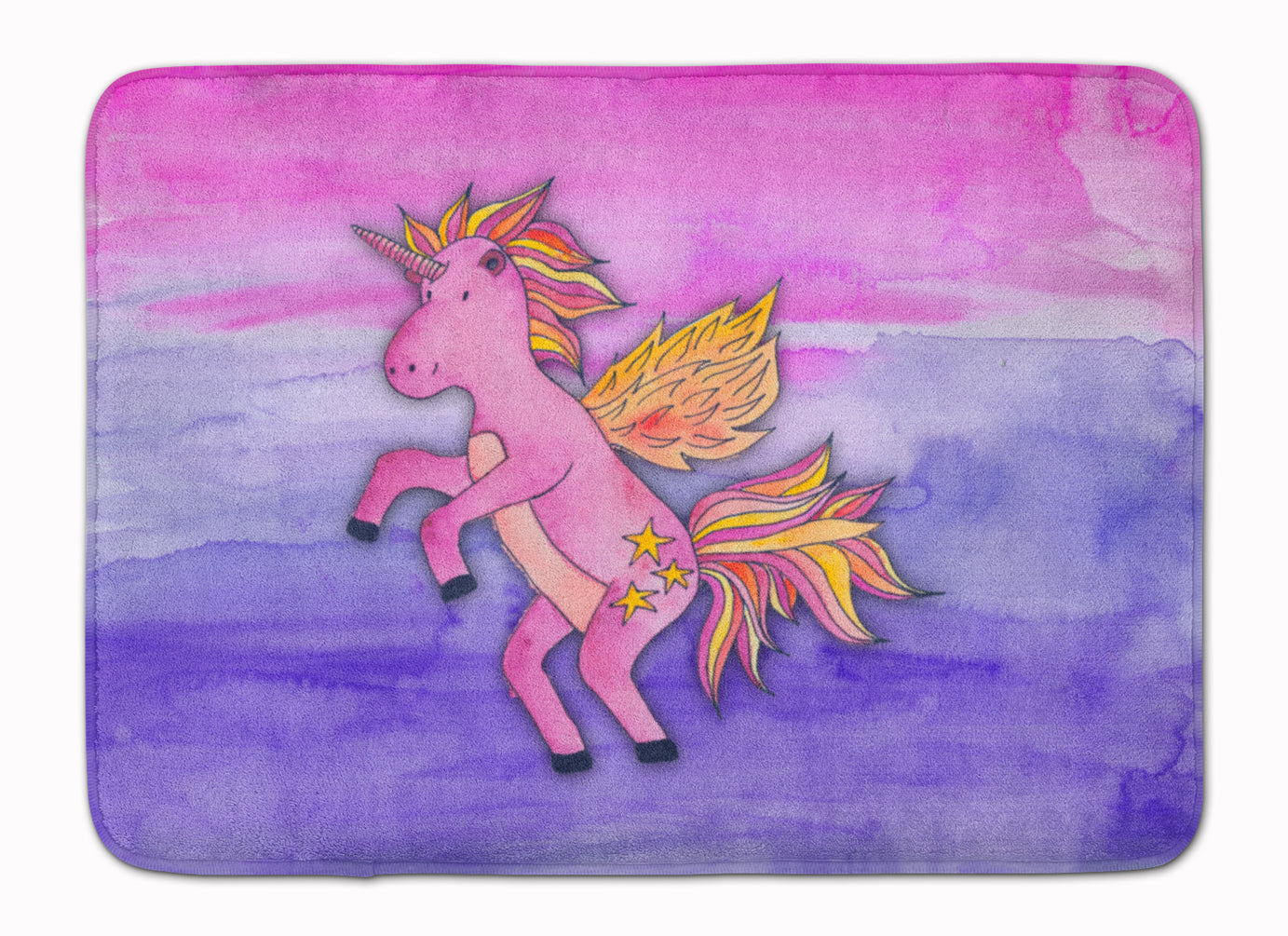 Pink Unicorn Watercolor Machine Washable Memory Foam Mat BB7432RUG - the-store.com