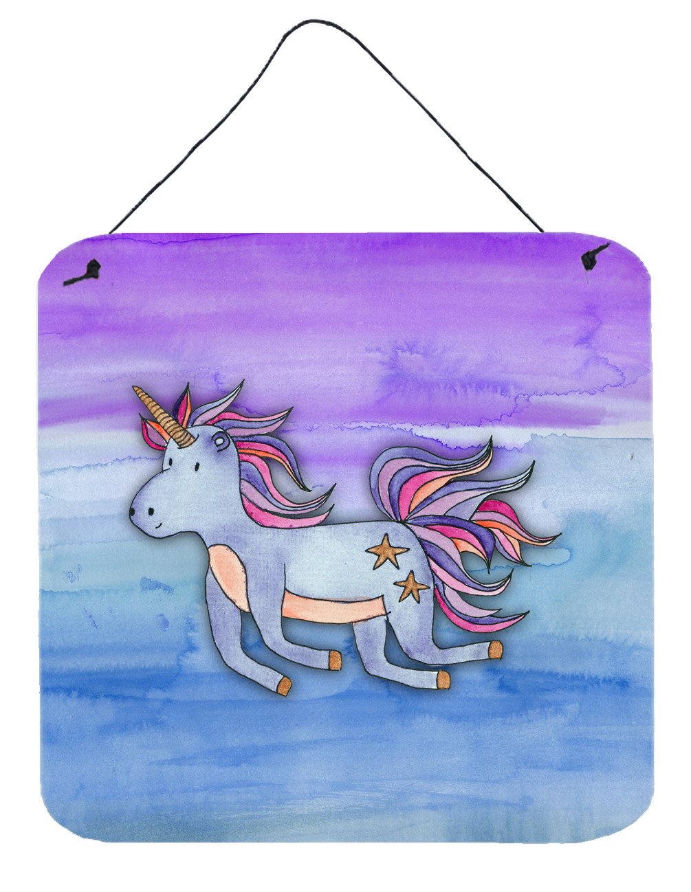 Blue Unicorn Watercolor Wall or Door Hanging Prints BB7433DS66 by Caroline's Treasures