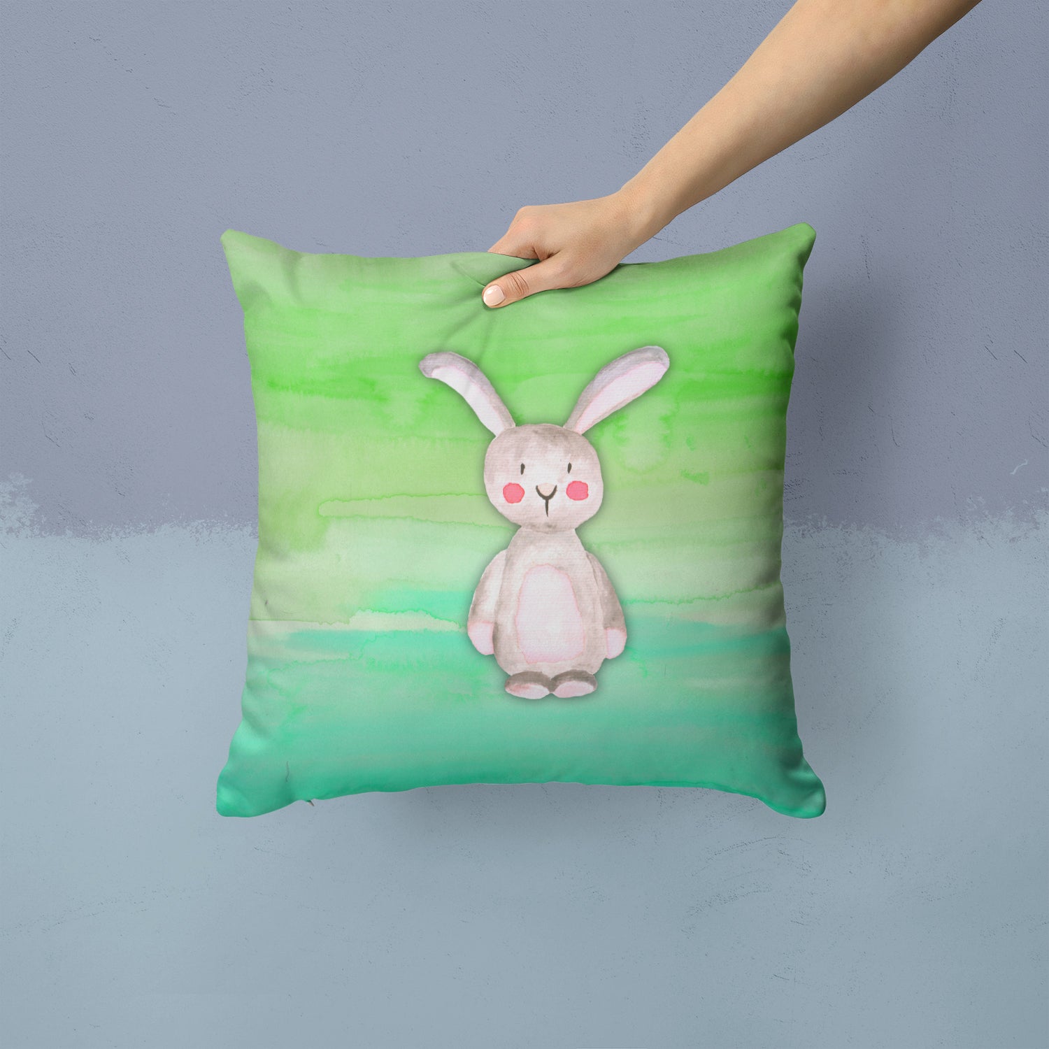 Bunny Rabbit Watercolor Fabric Decorative Pillow BB7437PW1414 - the-store.com