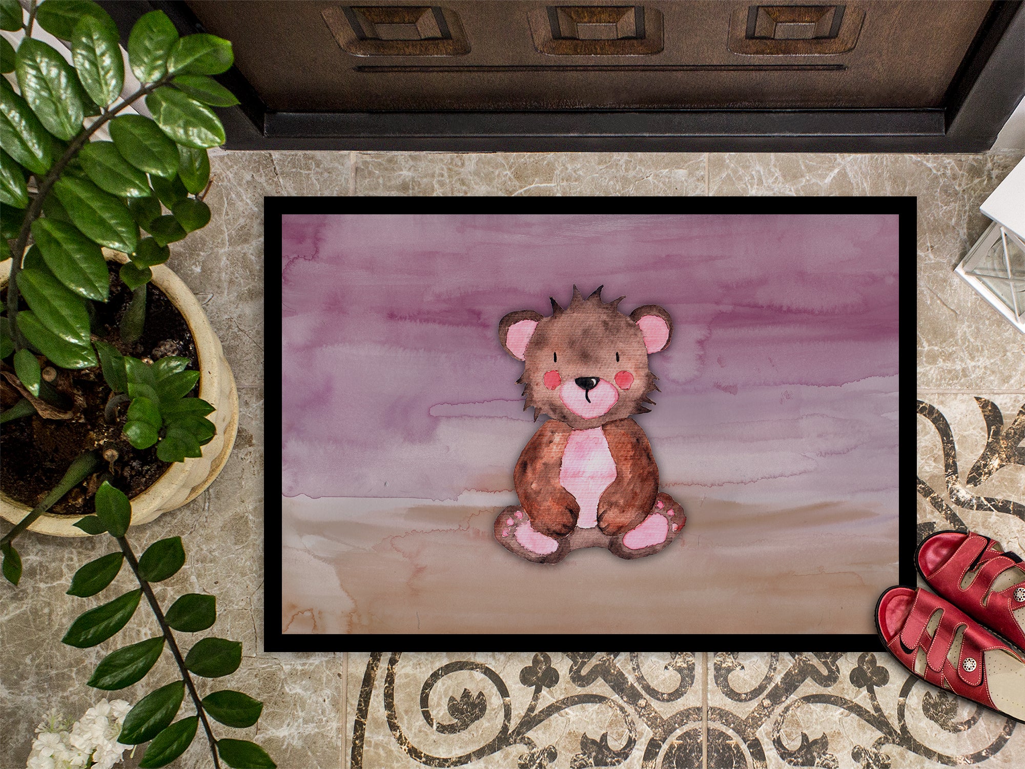 Bear Cub Watercolor Indoor or Outdoor Mat 18x27 BB7441MAT - the-store.com