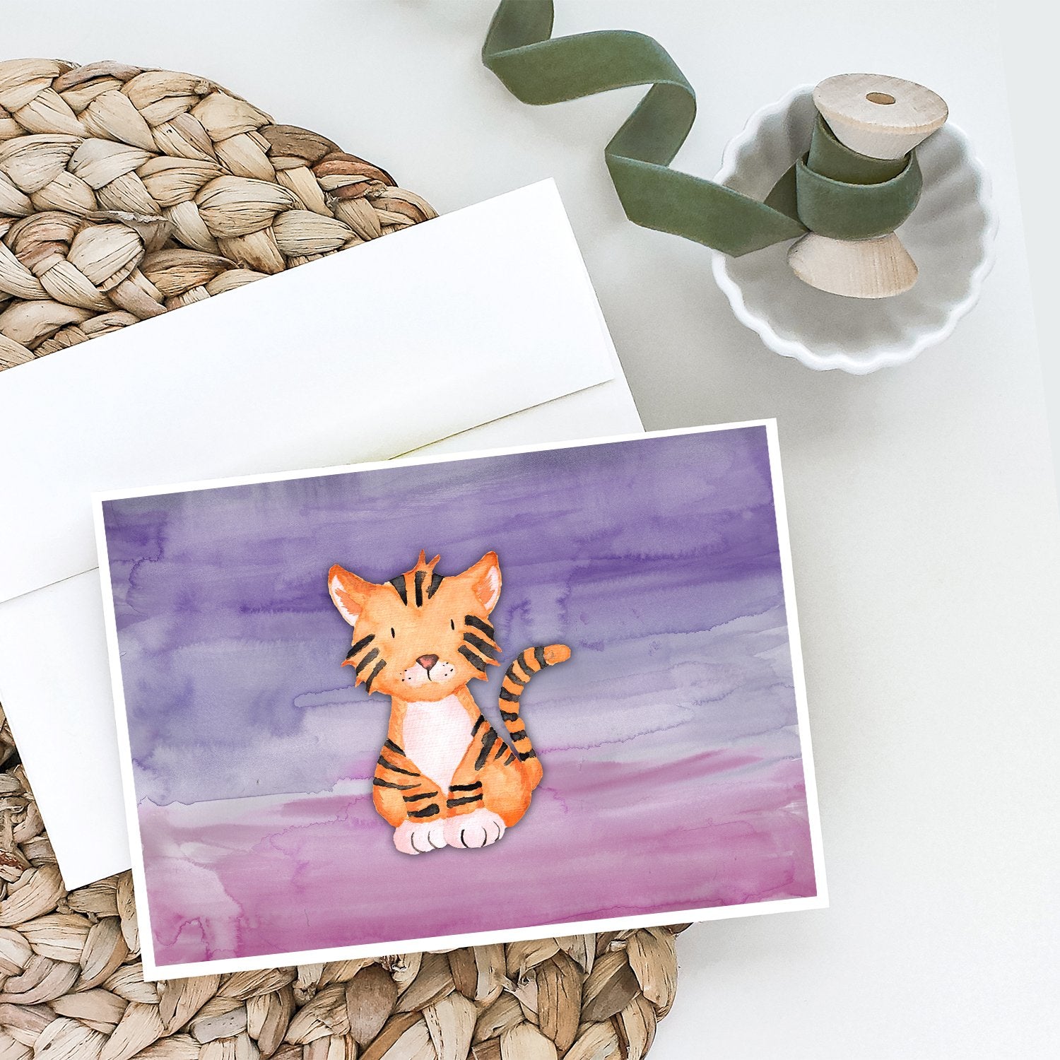 Buy this Tiger Cub Watercolor Greeting Cards and Envelopes Pack of 8