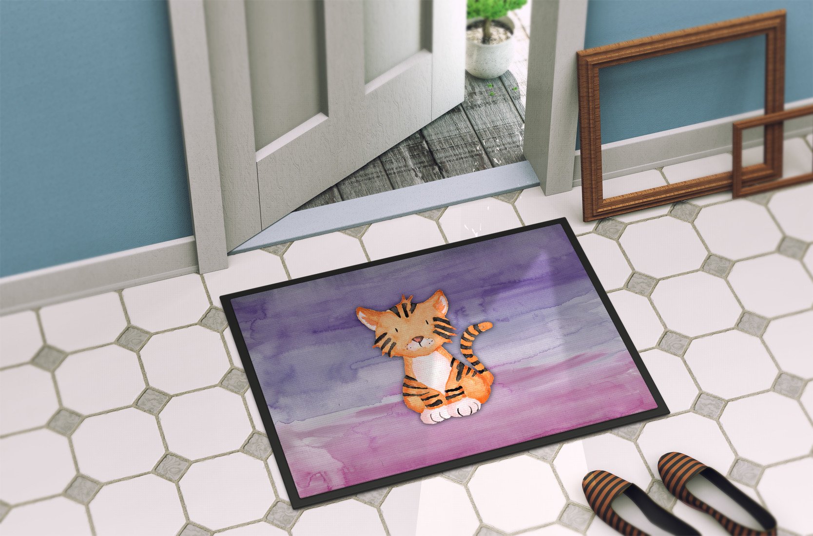 Tiger Cub Watercolor Indoor or Outdoor Mat 24x36 BB7444JMAT by Caroline's Treasures