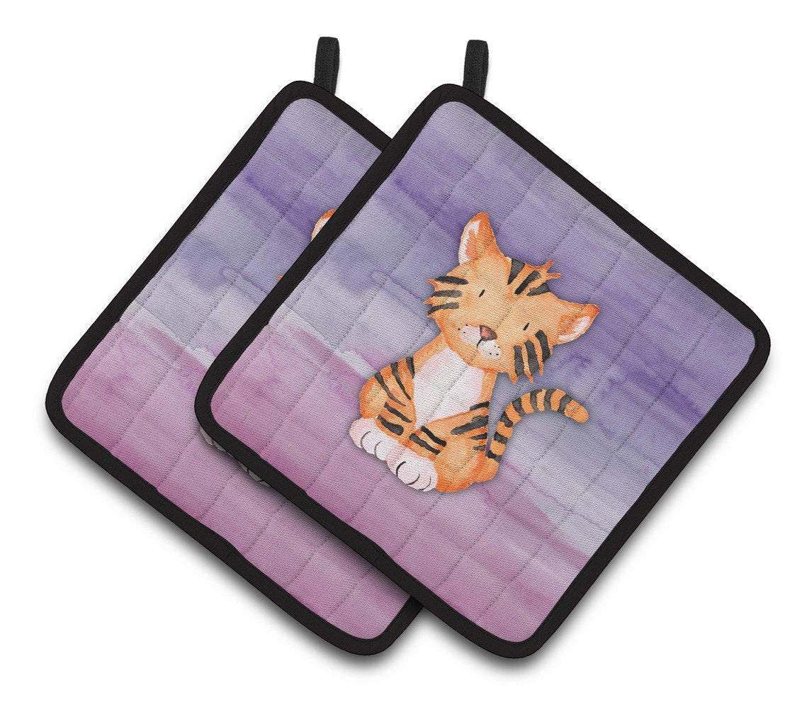 Tiger Cub Watercolor Pair of Pot Holders BB7444PTHD by Caroline's Treasures