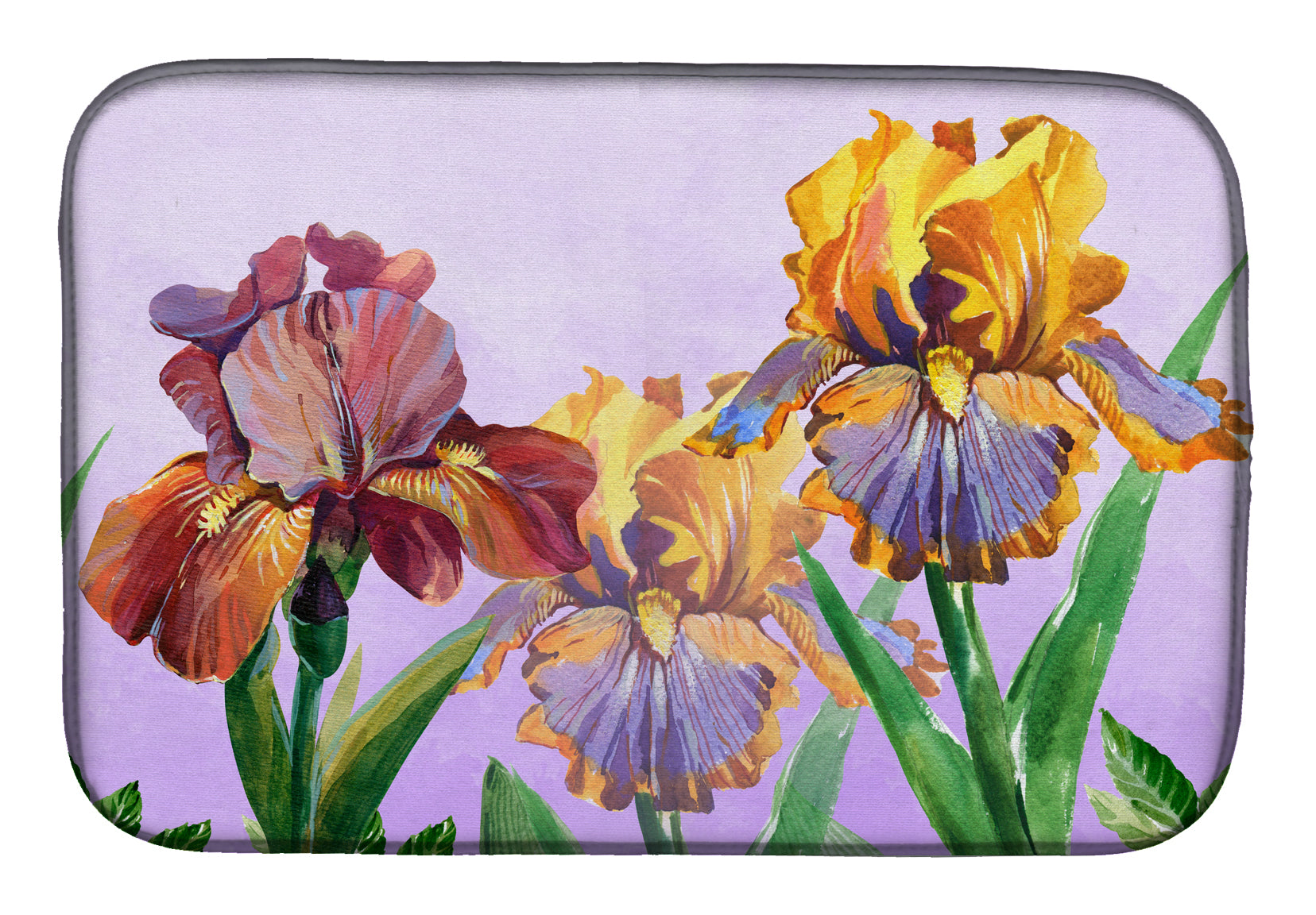 Purple and Yellow Iris Dish Drying Mat BB7445DDM  the-store.com.