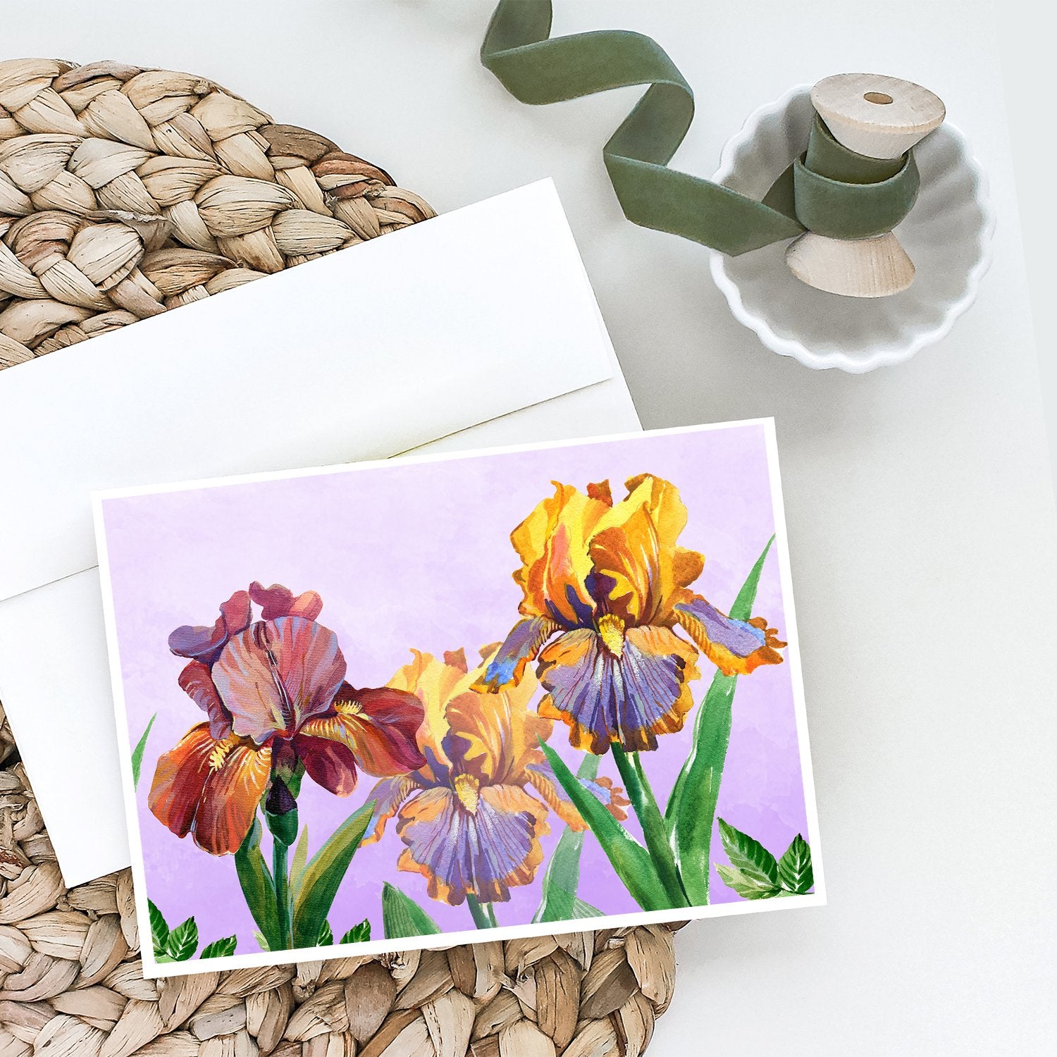 Buy this Purple and Yellow Iris Greeting Cards and Envelopes Pack of 8