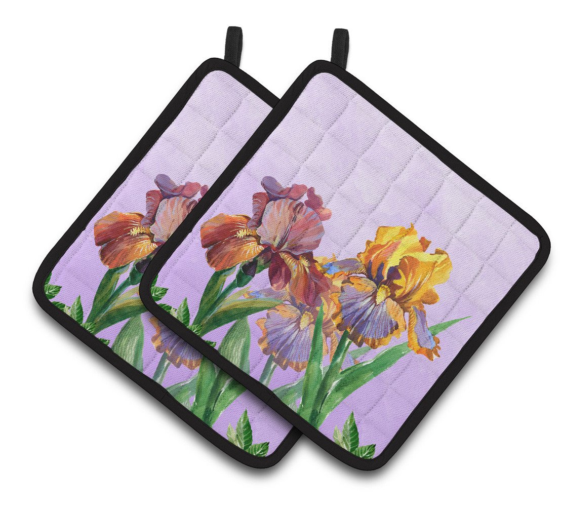 Purple and Yellow Iris Pair of Pot Holders BB7445PTHD by Caroline's Treasures