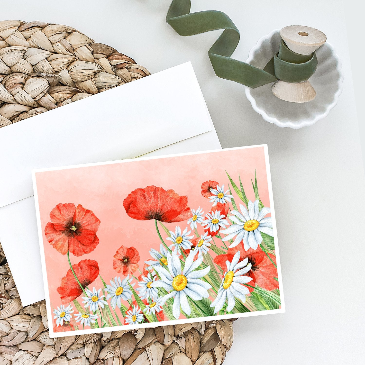 Buy this Poppies and Chamomiles Greeting Cards and Envelopes Pack of 8