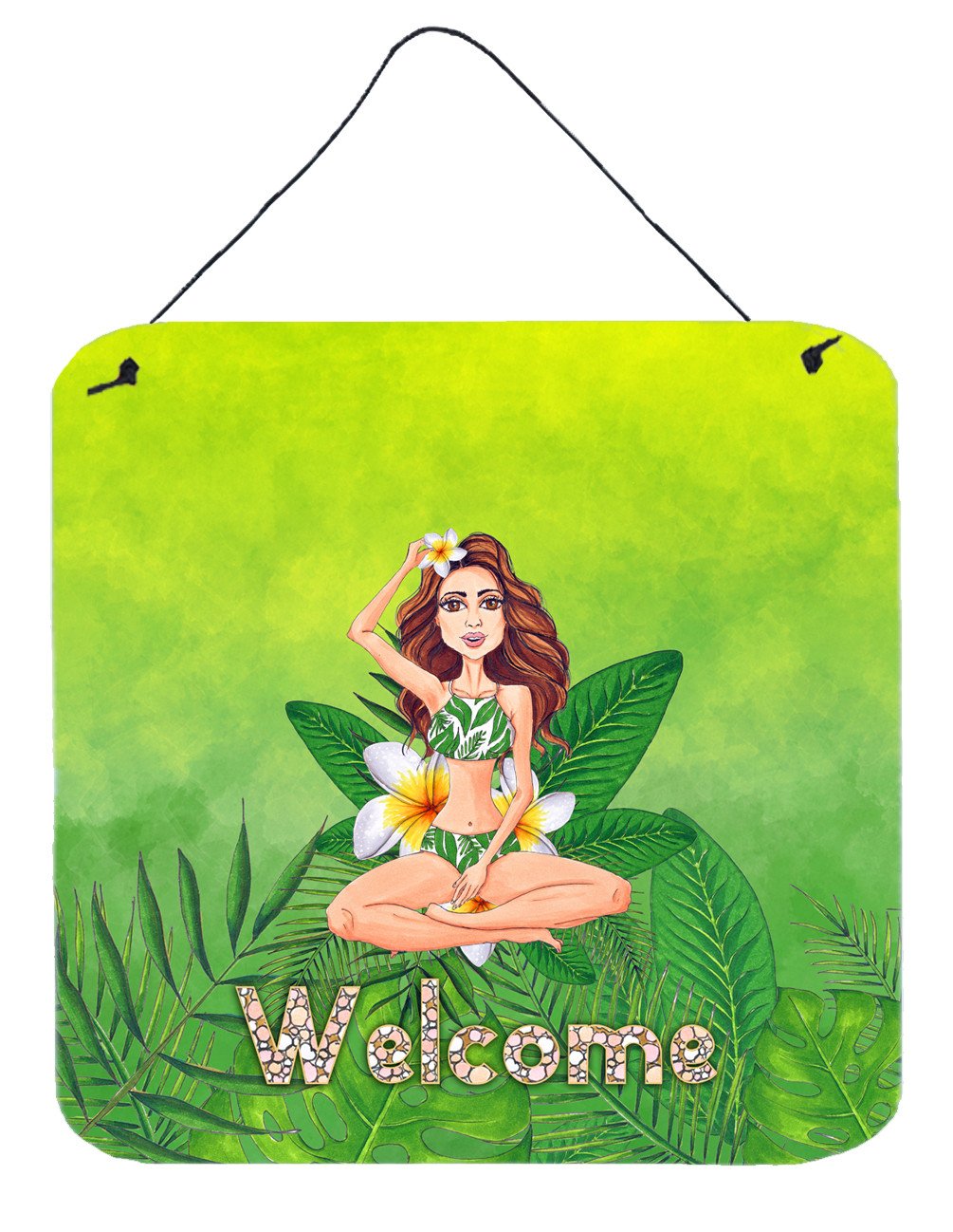 Welcome Lady in Bikini Summer Wall or Door Hanging Prints BB7457DS66 by Caroline's Treasures