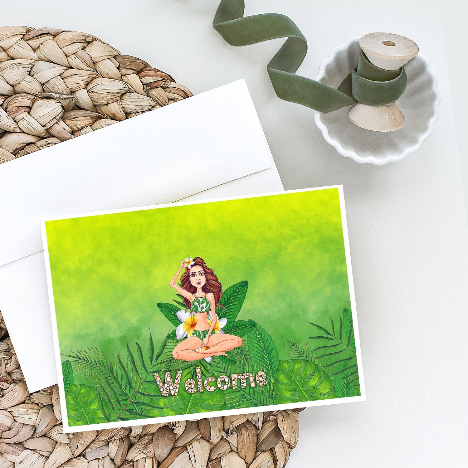 Buy this Welcome Lady in Bikini Summer Greeting Cards and Envelopes Pack of 8