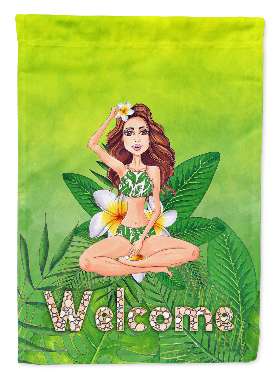 Welcome Lady in Bikini Summer Flag Garden Size BB7457GF  the-store.com.