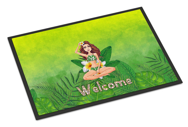 Welcome Lady in Bikini Summer Indoor or Outdoor Mat 24x36 BB7457JMAT by Caroline's Treasures